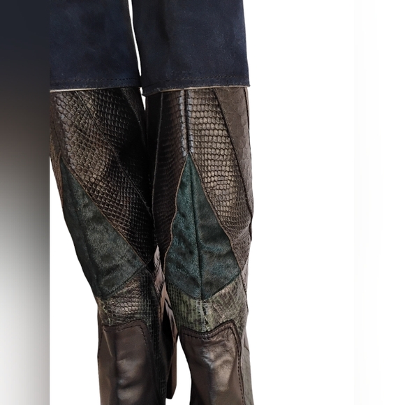 Aldo Rare Patchwork Suede/Leather Knee Boots. - Picture 4 of 8